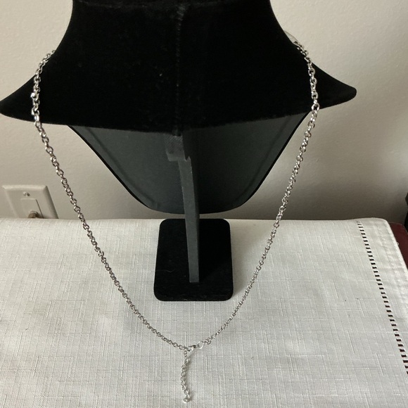 Pink Rhinestone Silver Tone Necklace and Pendant - Picture 3 of 3